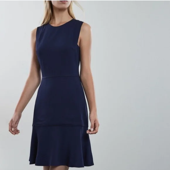 Reiss | Dresses | Reiss Synthetic Jackie Navy Blue Knee Length Ruffle Hem  Sleeveless Dress | Poshmark